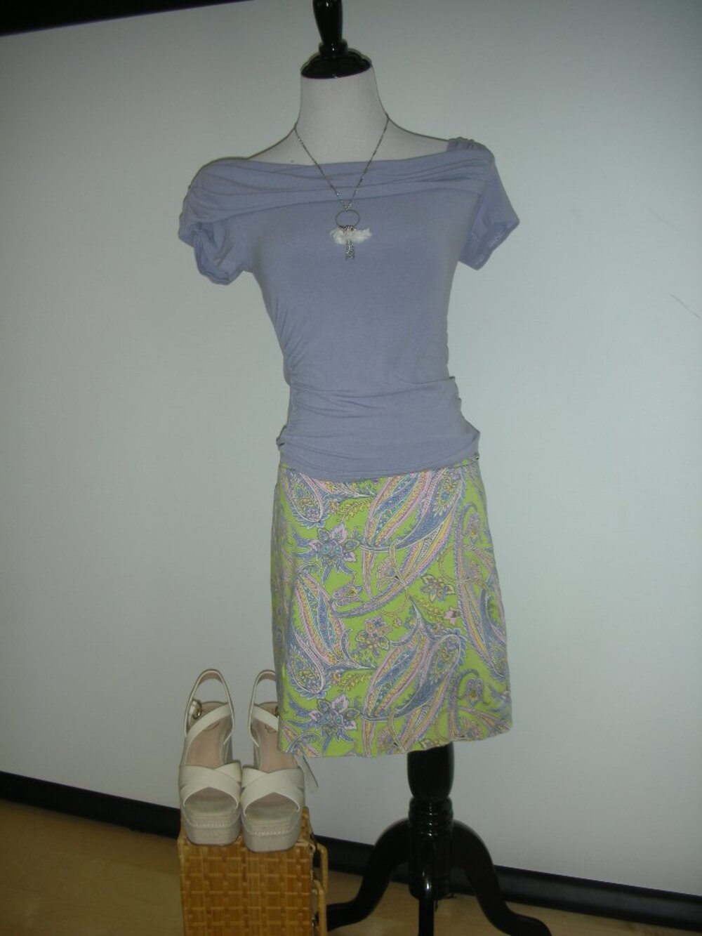 Y2K Lavender Off Shoulder Ruched Top Stretch Fairy Grunge Balletcore Small